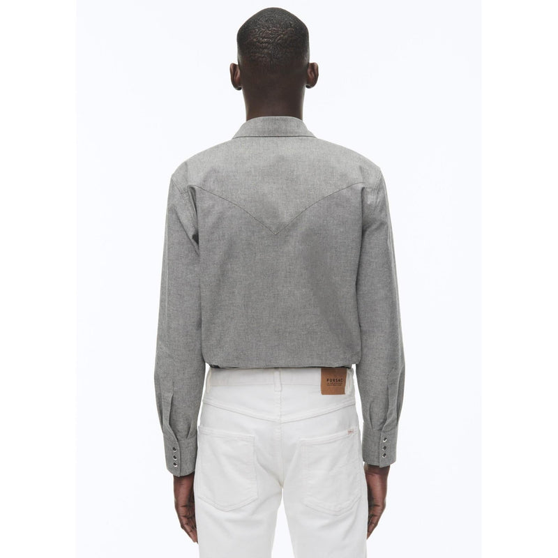 Gray Cotton Western Shirt - Dark Gray
