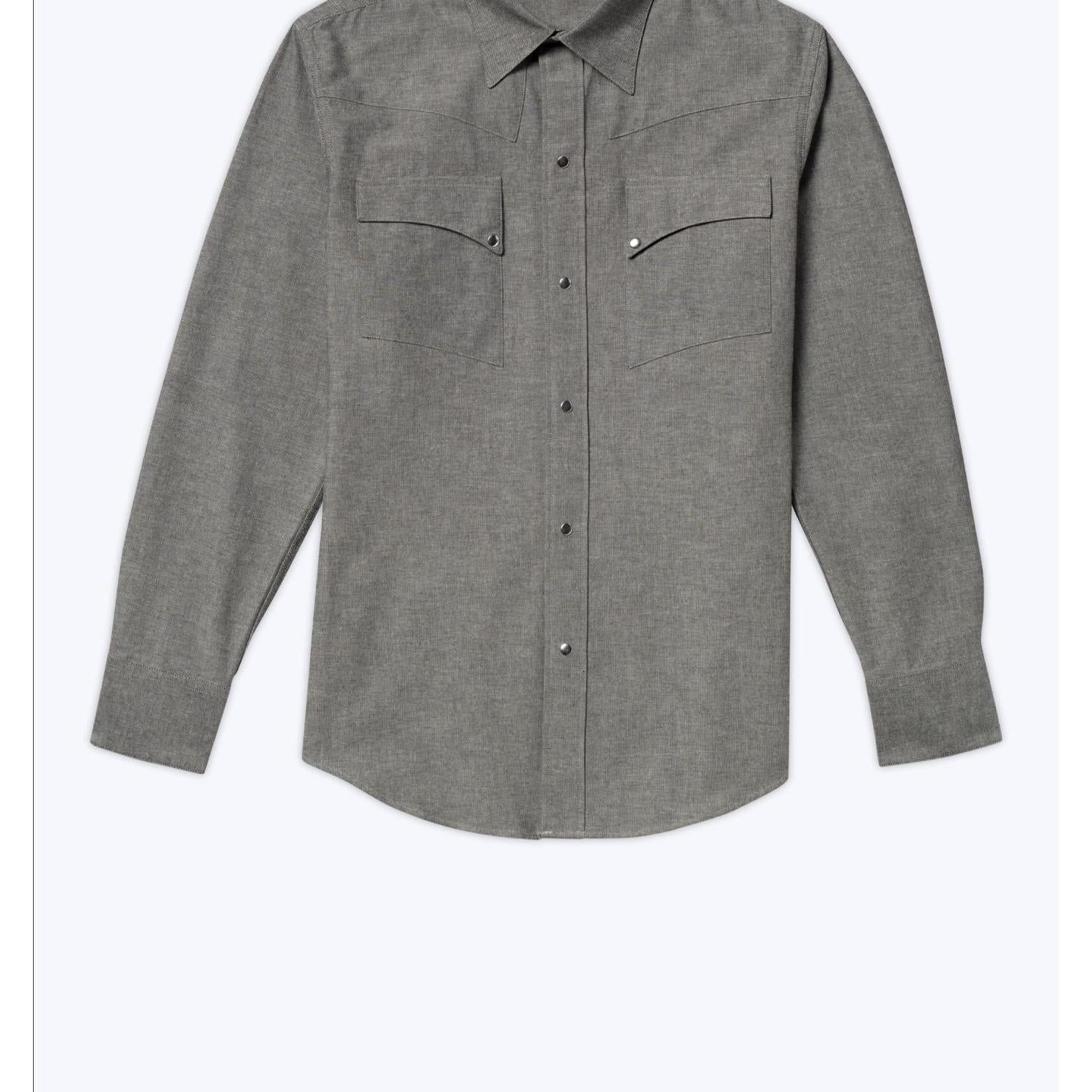 Gray Cotton Western Shirt - Dark Gray