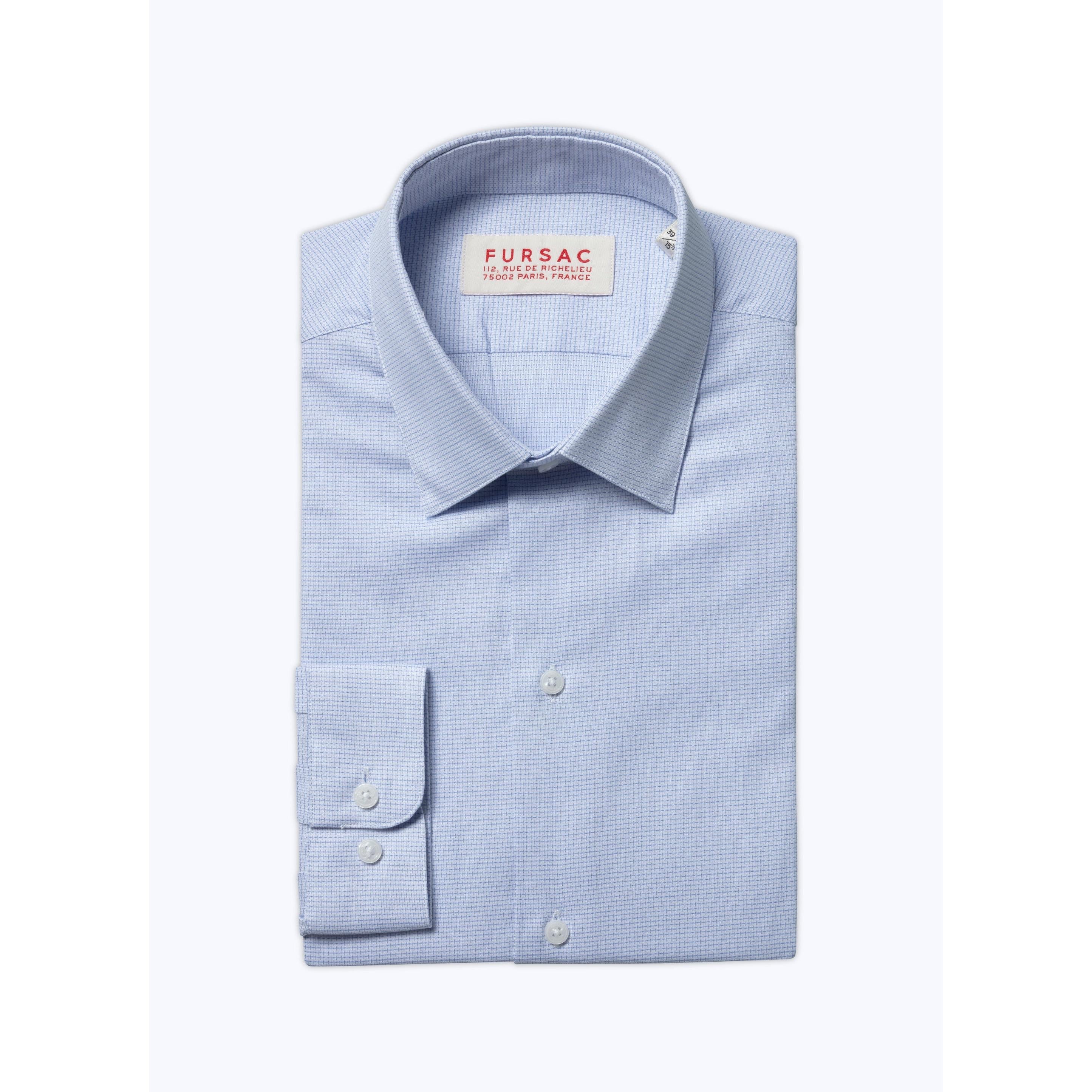 Fursac - Sky Blue Shirt In Micro Weave Cotton - Sky Blue