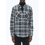 Swallow Collar Shirt In Brushed Cotton - Black - Breton Tartan