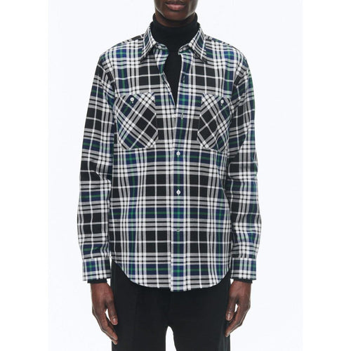 Fursac - Chemise À Col Hirondelle En Coton Gratté - Noir - Tartan Breton