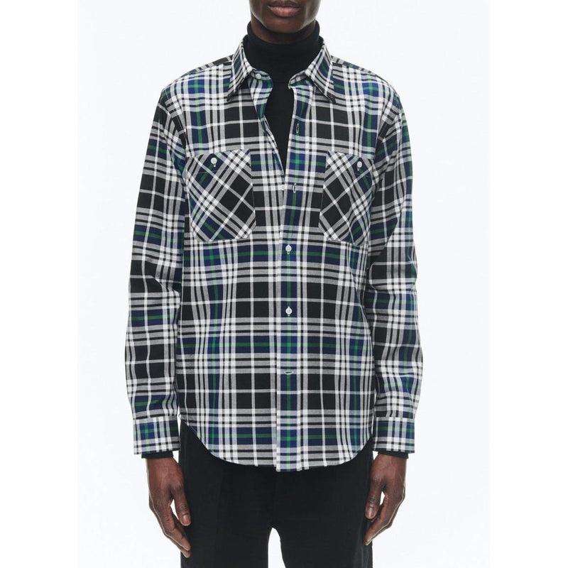Chemise À Col Hirondelle En Coton Gratté - Noir - Tartan Breton