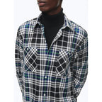 Swallow Collar Shirt In Brushed Cotton - Black - Breton Tartan