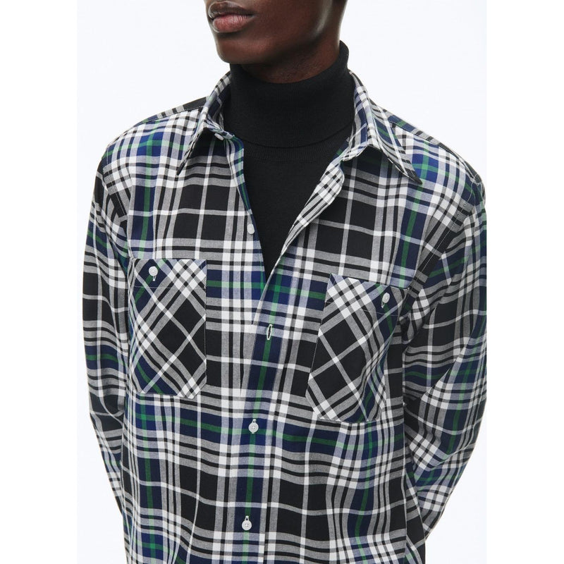 Chemise À Col Hirondelle En Coton Gratté - Noir - Tartan Breton