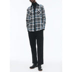 Swallow Collar Shirt In Brushed Cotton - Black - Breton Tartan
