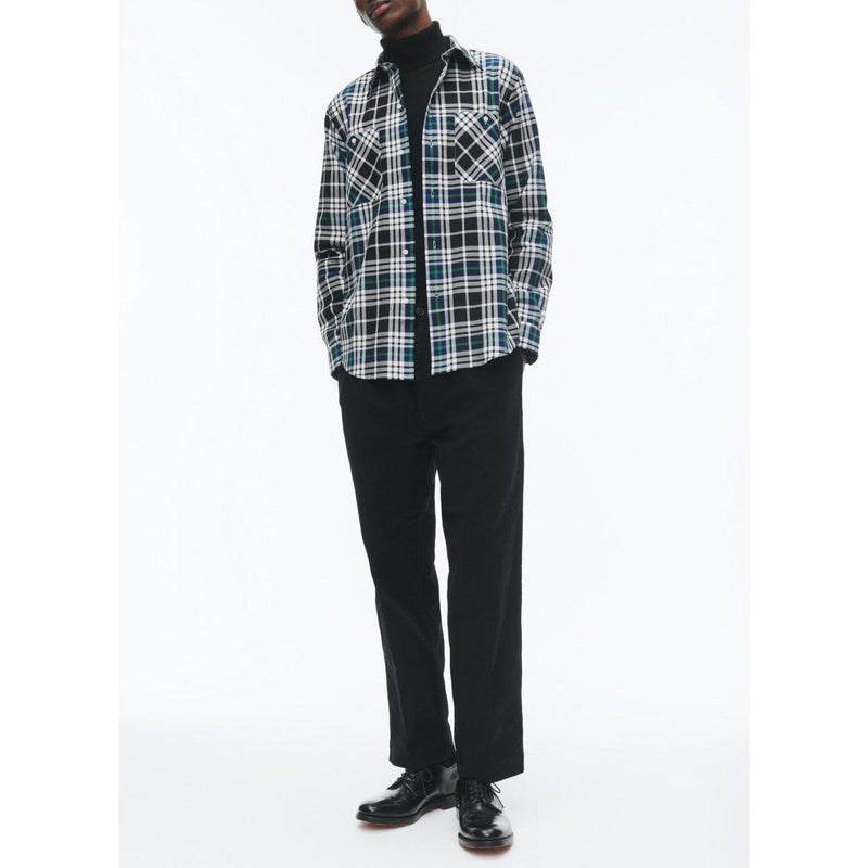 Chemise À Col Hirondelle En Coton Gratté - Noir - Tartan Breton