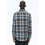 Swallow Collar Shirt In Brushed Cotton - Black - Breton Tartan