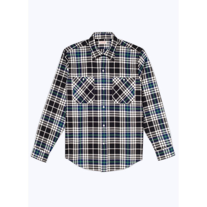 Chemise À Col Hirondelle En Coton Gratté - Noir - Tartan Breton