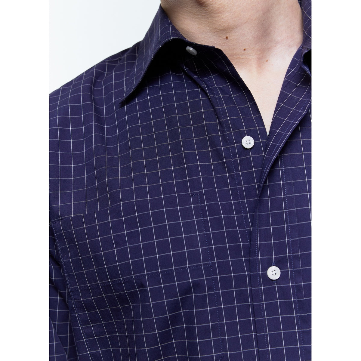 Camicia a quadri con tasche applicate - Blu navy