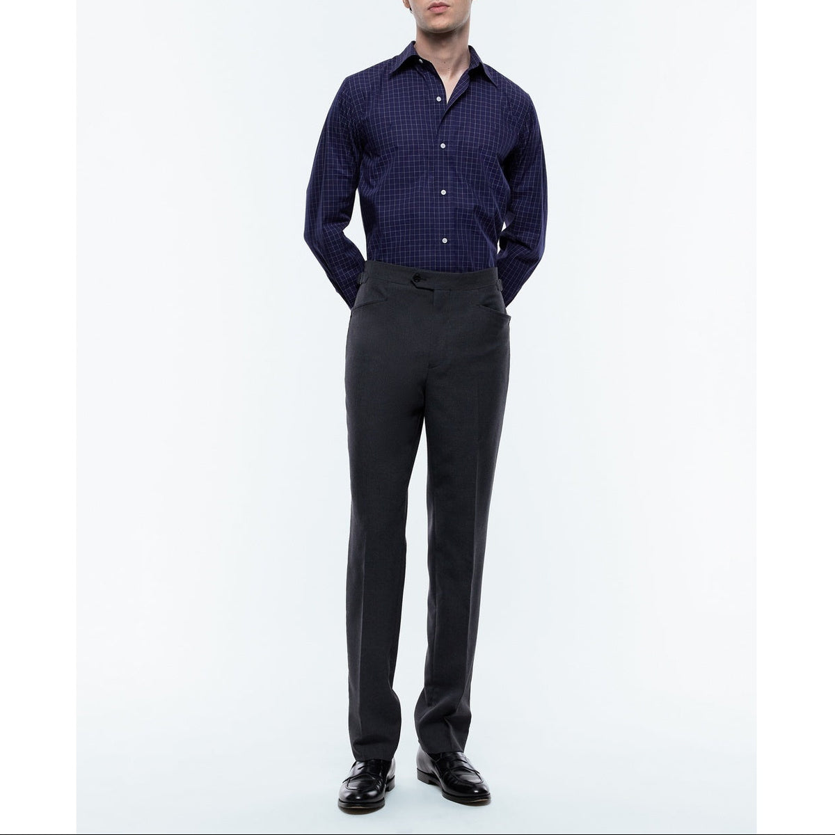 Camicia a quadri con tasche applicate - Blu navy