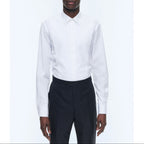 Fitted Cotton Bib Shirt - White