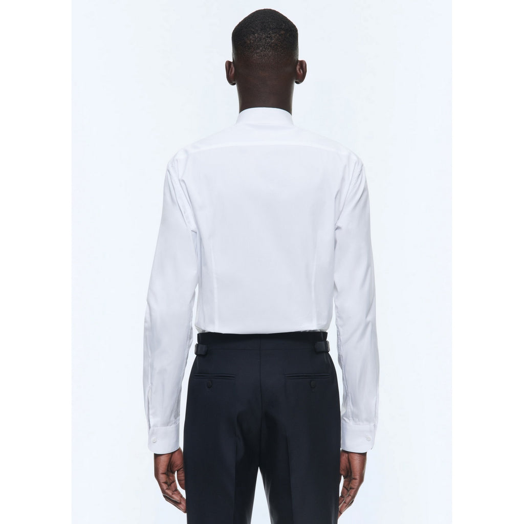 Fitted Cotton Bib Shirt - White