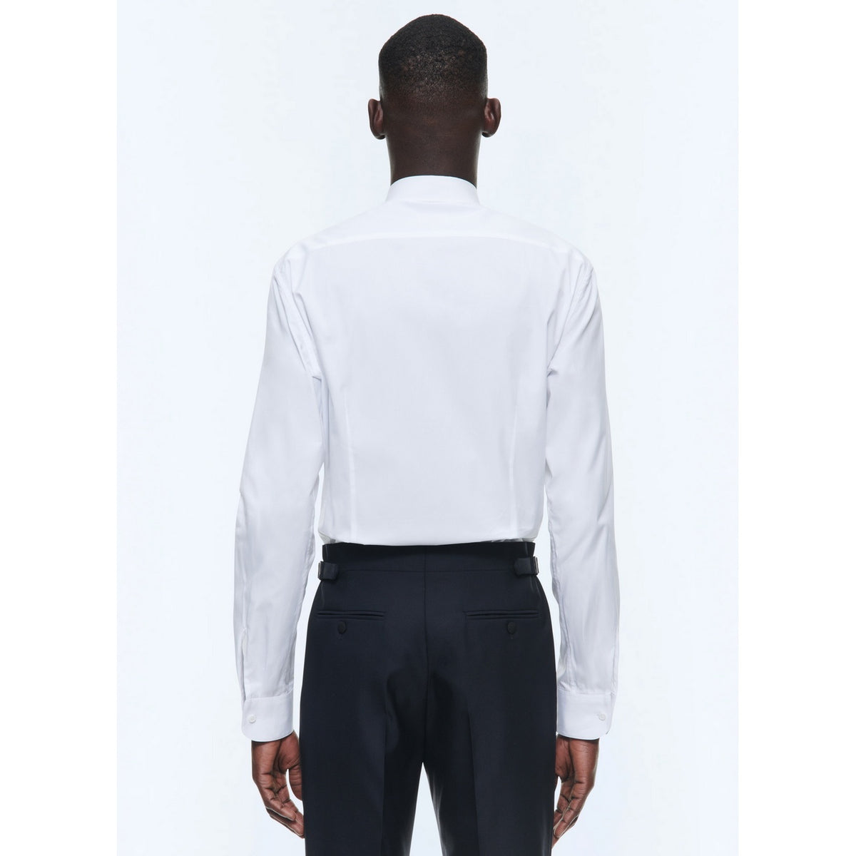Fitted Cotton Bib Shirt - White