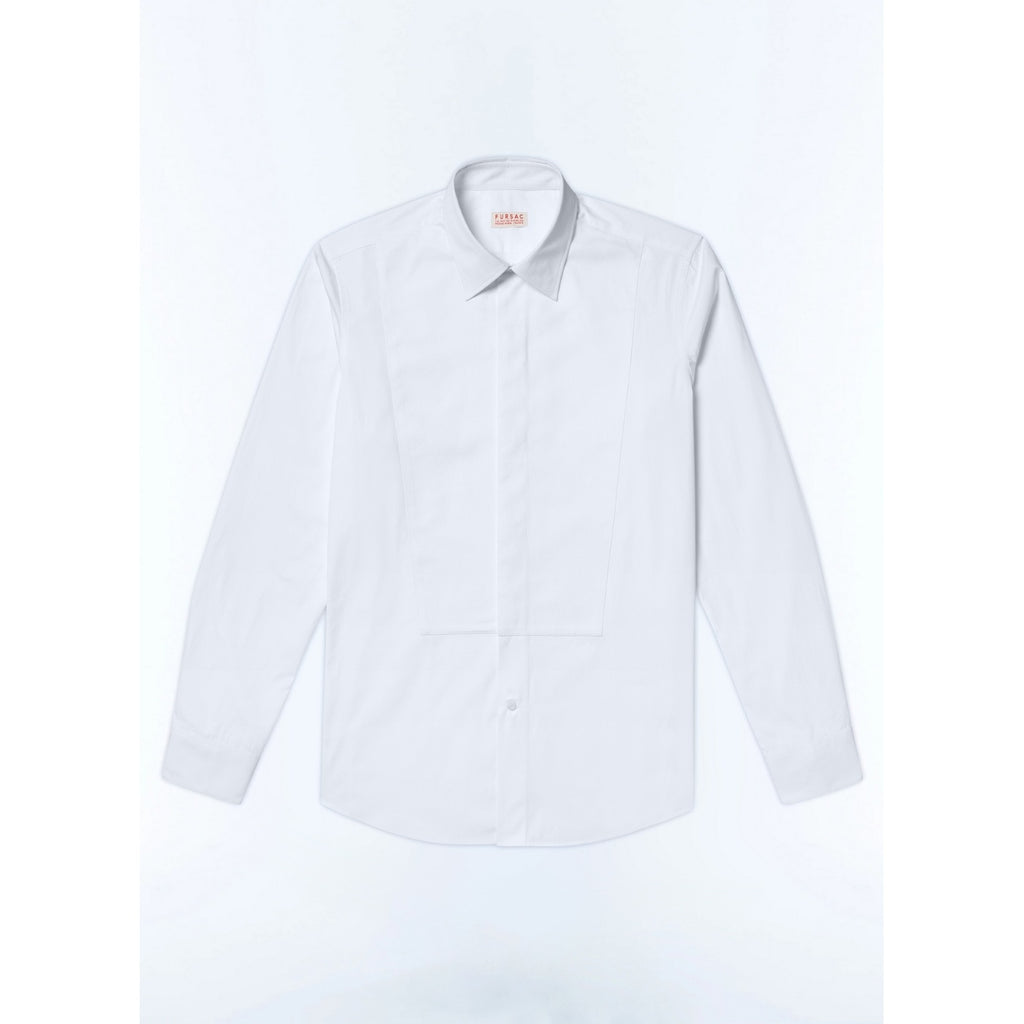 Fitted Cotton Bib Shirt - White