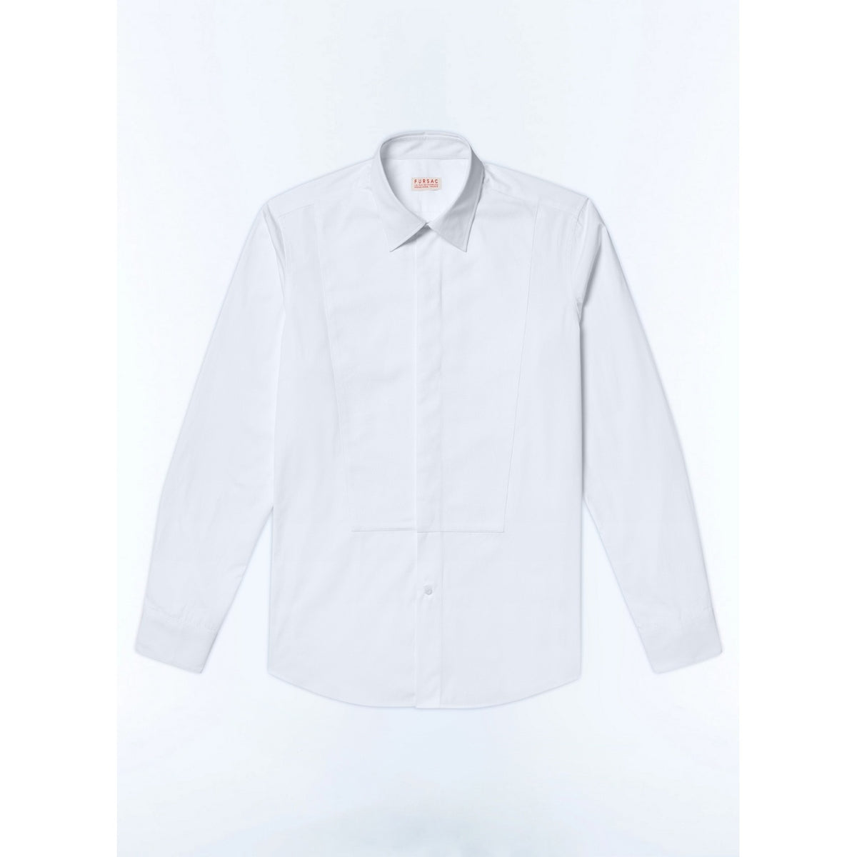 Fitted Cotton Bib Shirt - White