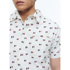 Fursac - Chemise Hawaïenne En Coton Imprimé - Beige - Imprimé Drapeaux Français