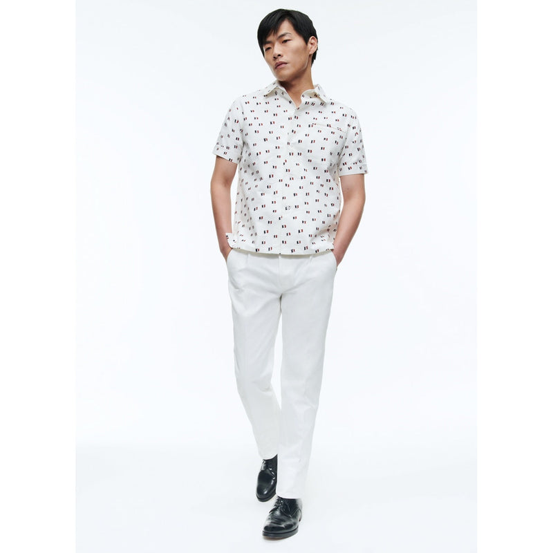 Chemise Hawaïenne En Coton Imprimé - Beige - Imprimé Drapeaux Français