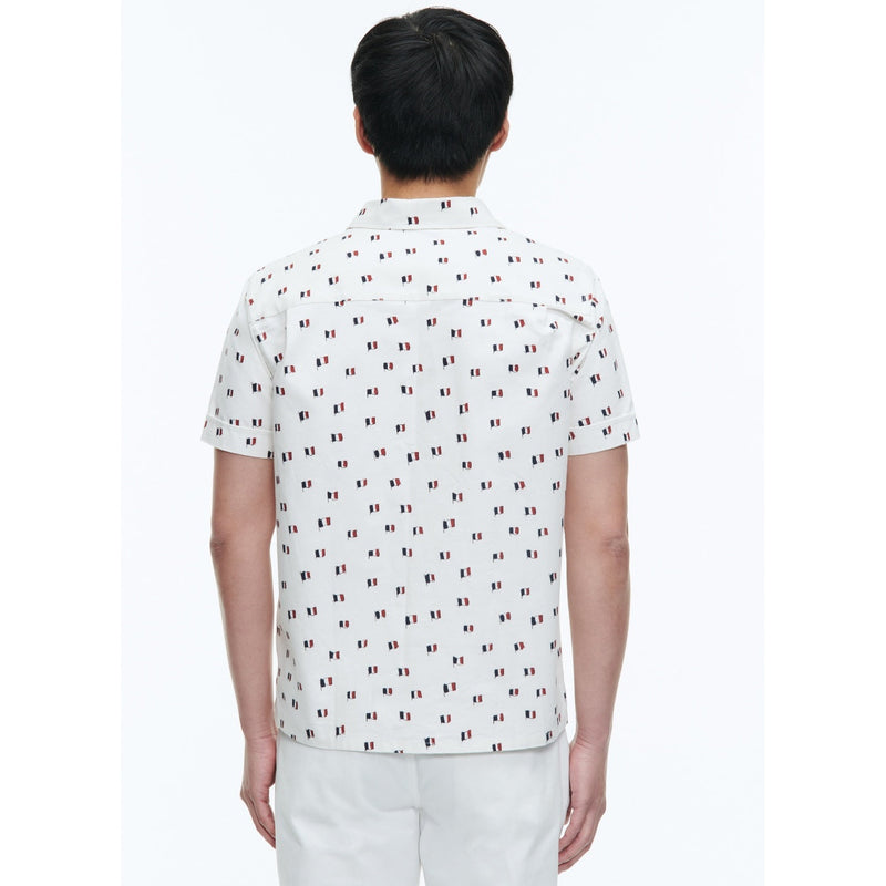Chemise Hawaïenne En Coton Imprimé - Beige - Imprimé Drapeaux Français