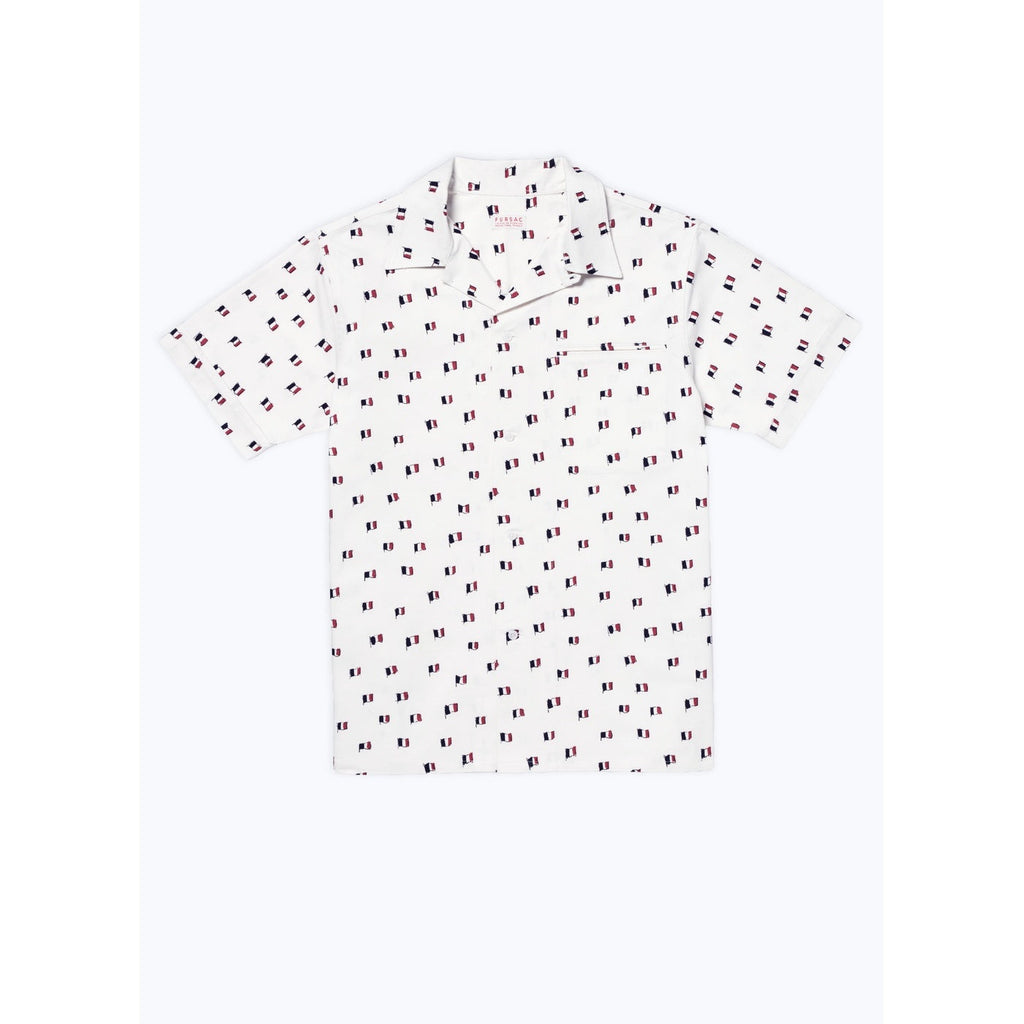 Fursac - Chemise Hawaïenne En Coton Imprimé - Beige - Imprimé Drapeaux Français
