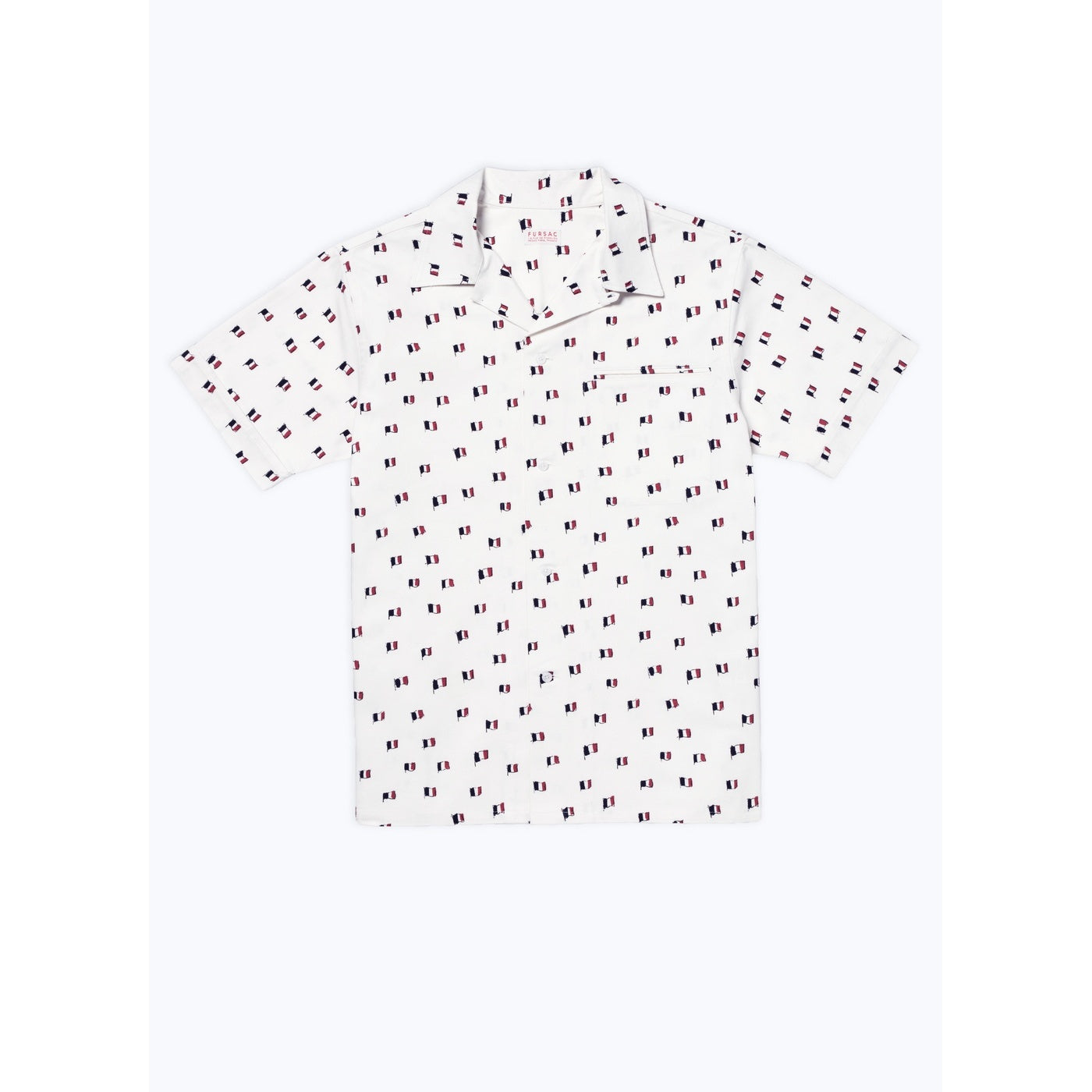 Fursac - Chemise Hawaïenne En Coton Imprimé - Beige - Imprimé Drapeaux Français