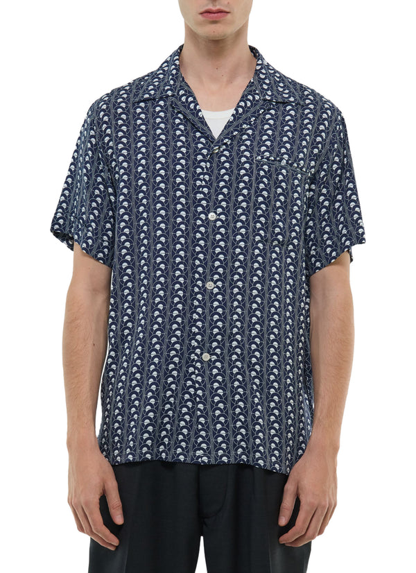 Scale Print Short-Sleeve Shirt - Navy