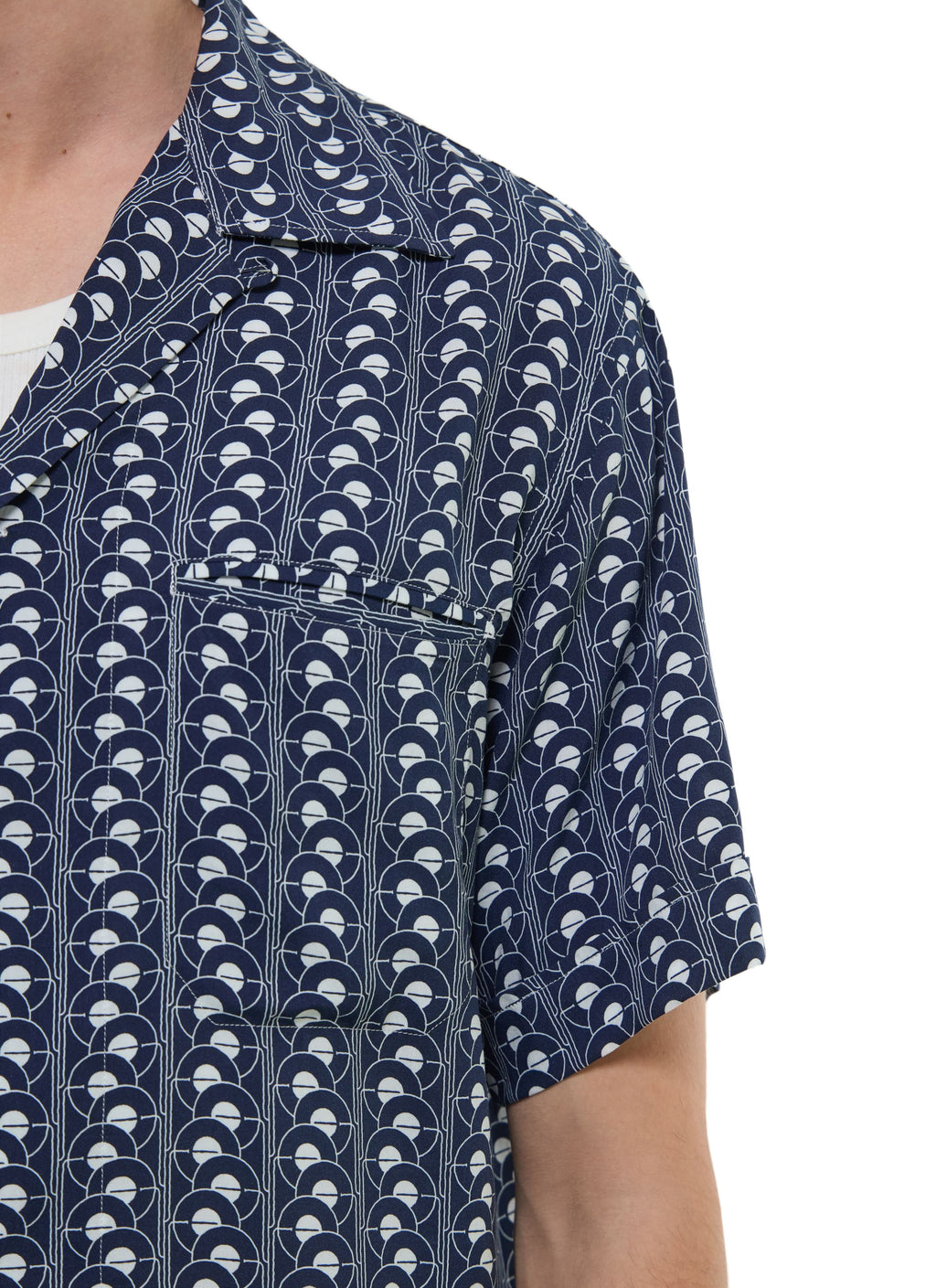 Chemise Manches Courtes Imprimé Écailles - Marine