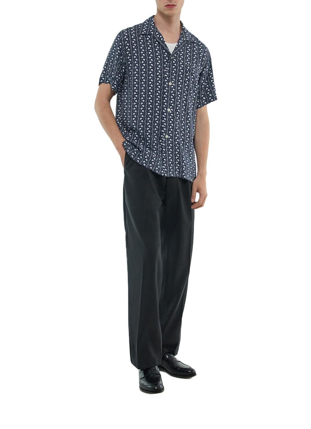 Chemise Manches Courtes Imprimé Écailles - Marine