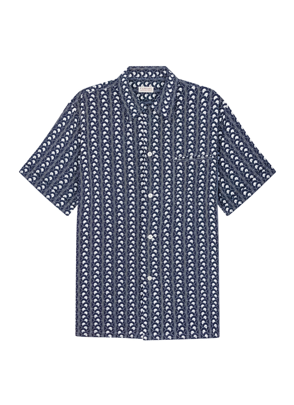 Chemise Manches Courtes Imprimé Écailles - Marine