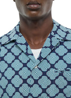 Chemise Manches Courtes Imprimé Parasols - Marine