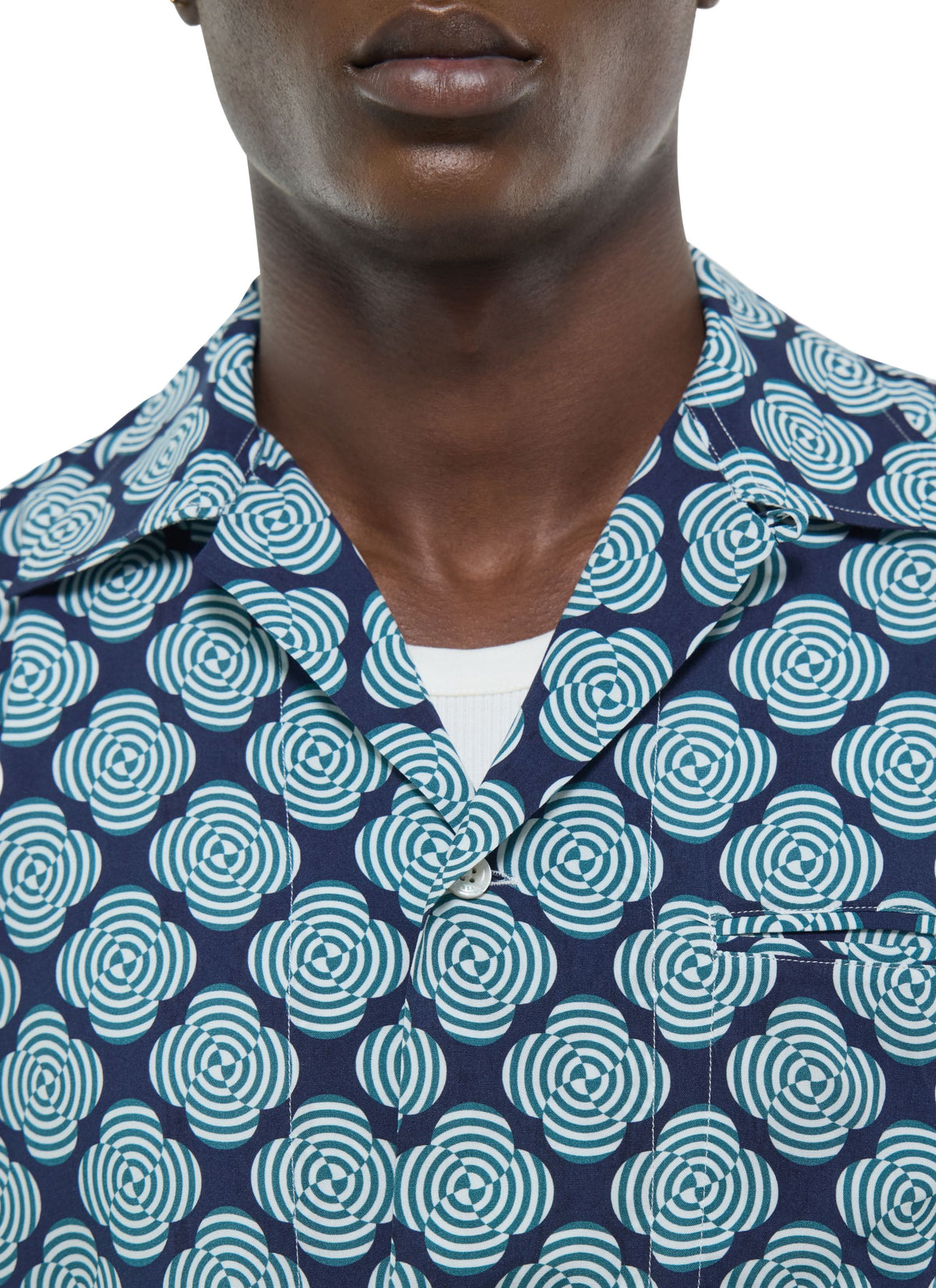 Chemise Manches Courtes Imprimé Parasols - Marine