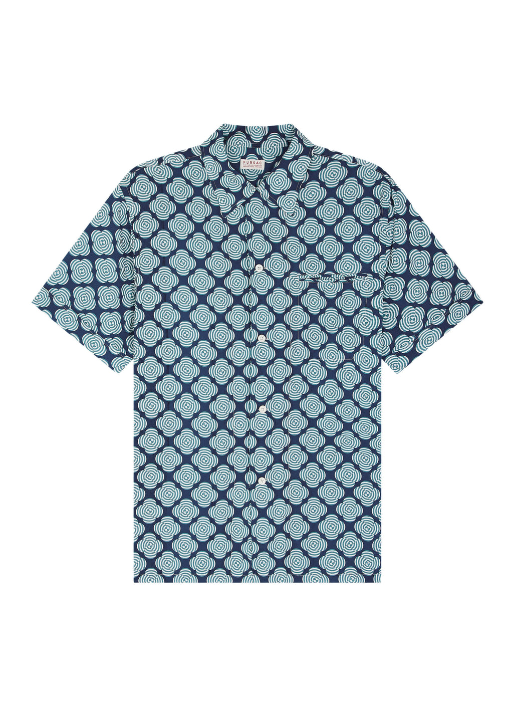Chemise Manches Courtes Imprimé Parasols - Marine