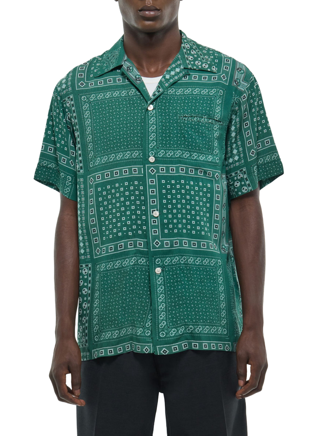Chemise Manches Courtes Imprimé Bandana - Émeraude