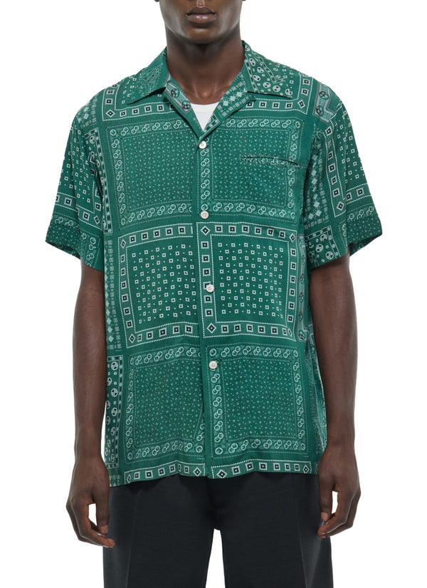 Bandana Print Short-Sleeve Shirt - Emerald
