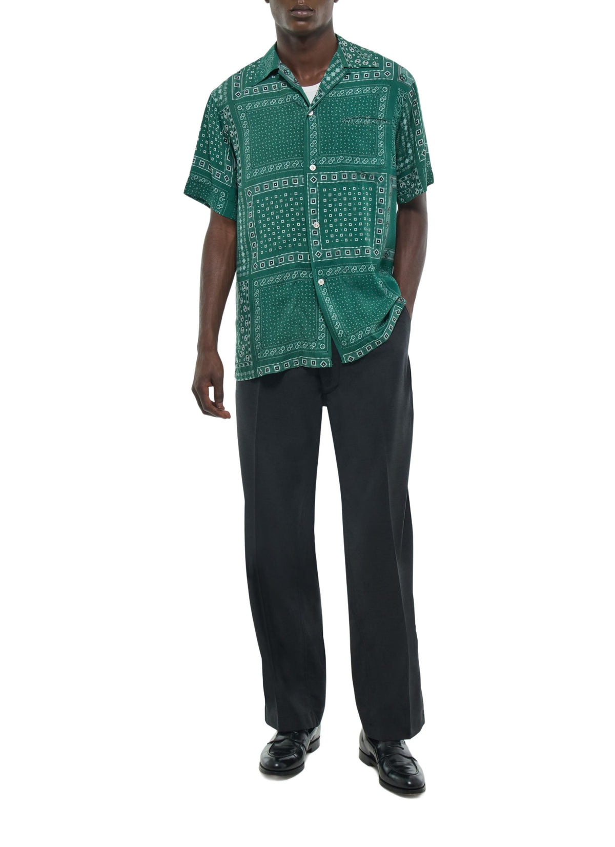 Chemise Manches Courtes Imprimé Bandana - Émeraude