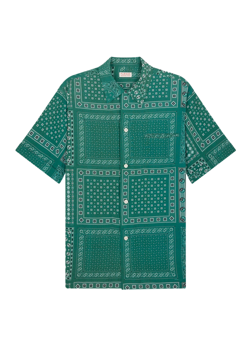 Chemise Manches Courtes Imprimé Bandana - Émeraude