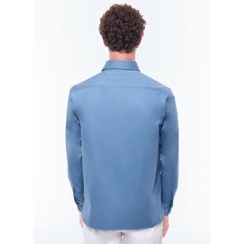 Blue Thick Twill Overshirt - Blue Gray
