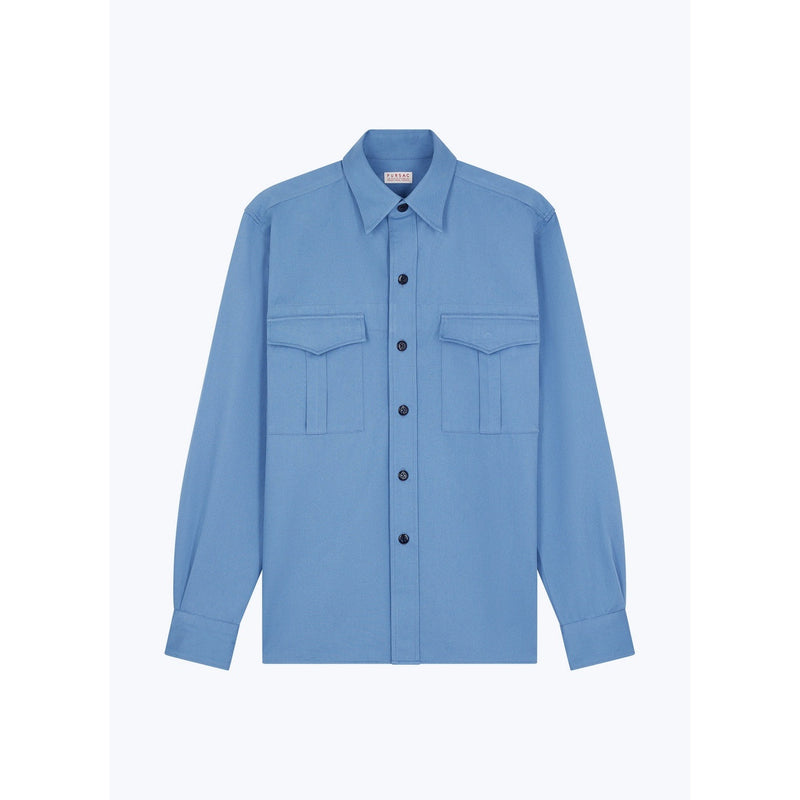 Blue Thick Twill Overshirt - Blue Gray
