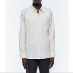 Camisa De Pana Fina Con Bolsillos En El Pecho Crudo - Blanco Roto