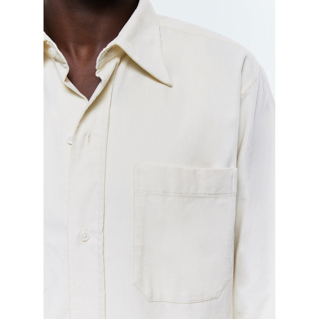 Camisa De Pana Fina Con Bolsillos En El Pecho Crudo - Blanco Roto