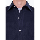 Chemise Velours Mille Raies Poches Poitrine - Marine