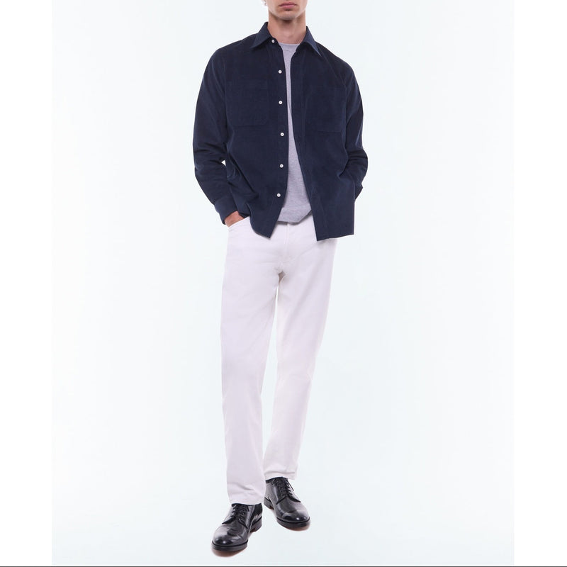 Chemise Velours Mille Raies Poches Poitrine - Marine