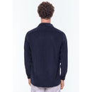 Chemise Velours Mille Raies Poches Poitrine - Marine