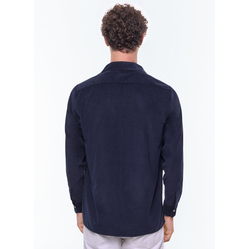 Chemise Velours Mille Raies Poches Poitrine - Marine