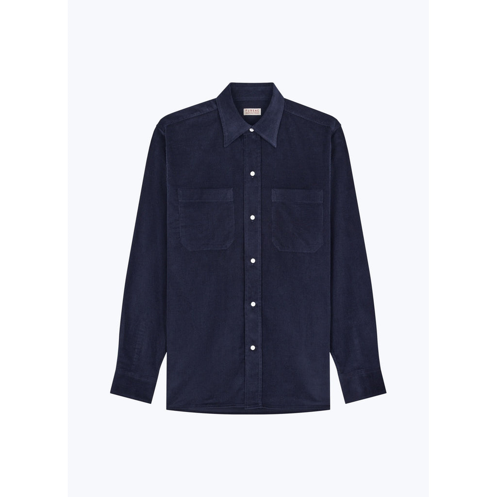 Feincordhemd Mit Brusttaschen - Marineblau