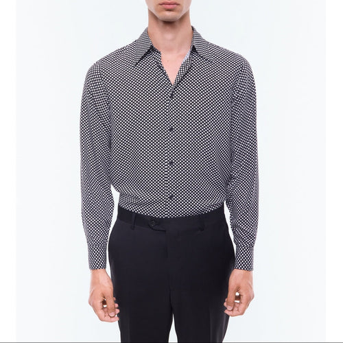 Chemise À Pois En Viscose Certifiée - Noir - Pois Blanc