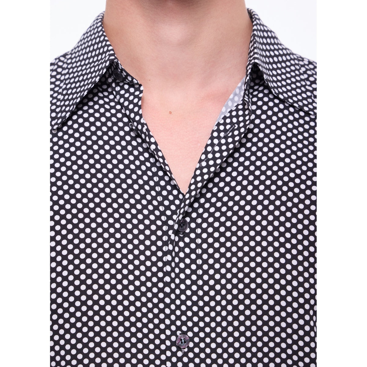 Certified Viscose Polka Dot Shirt - Black - White Polka Dots