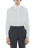 Chemise Col Blanc En Popeline Rayée - Vert Pomme
