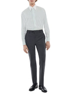 Chemise Col Blanc En Popeline Rayée - Vert Pomme