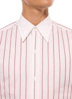 Chemise Rayée Col Blanc - Bordeaux