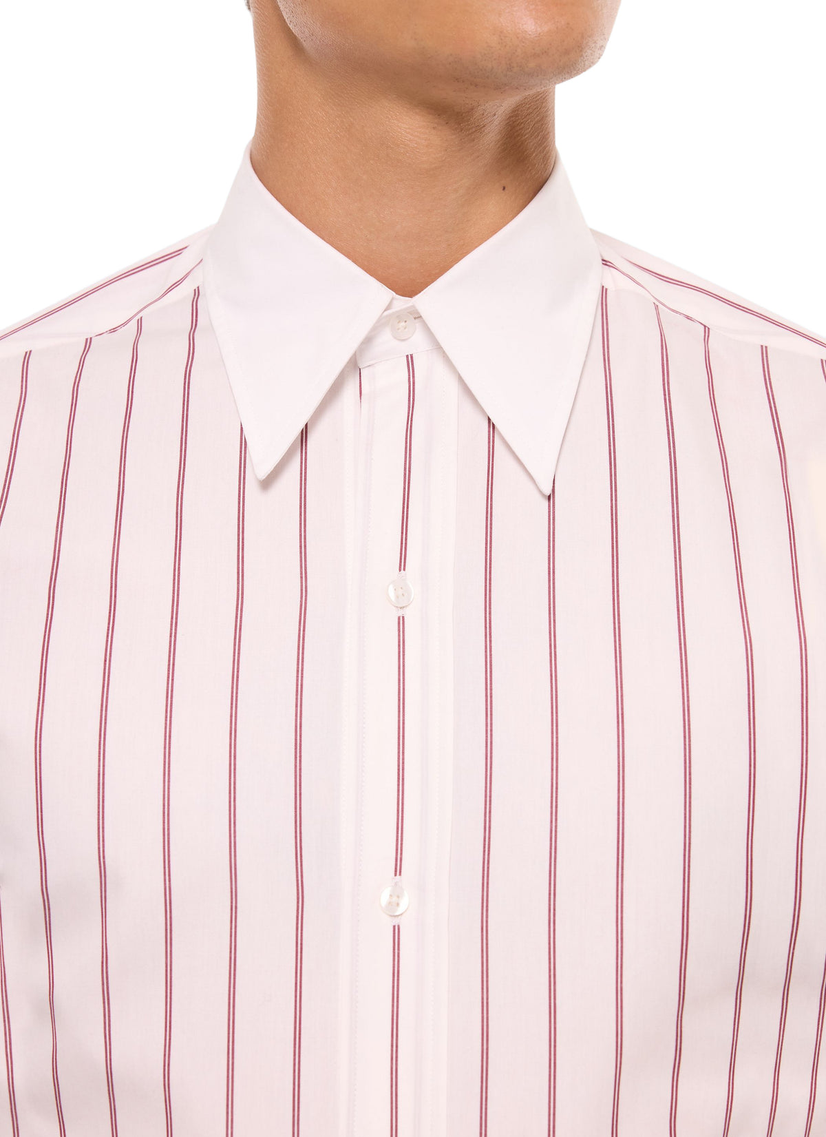 Chemise Rayée Col Blanc - Bordeaux